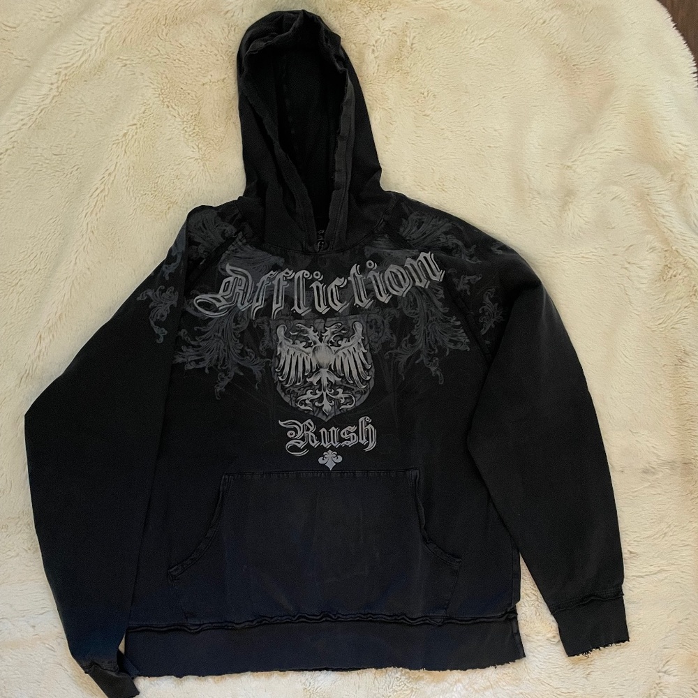 Mens Black Affliction hoodie size XL